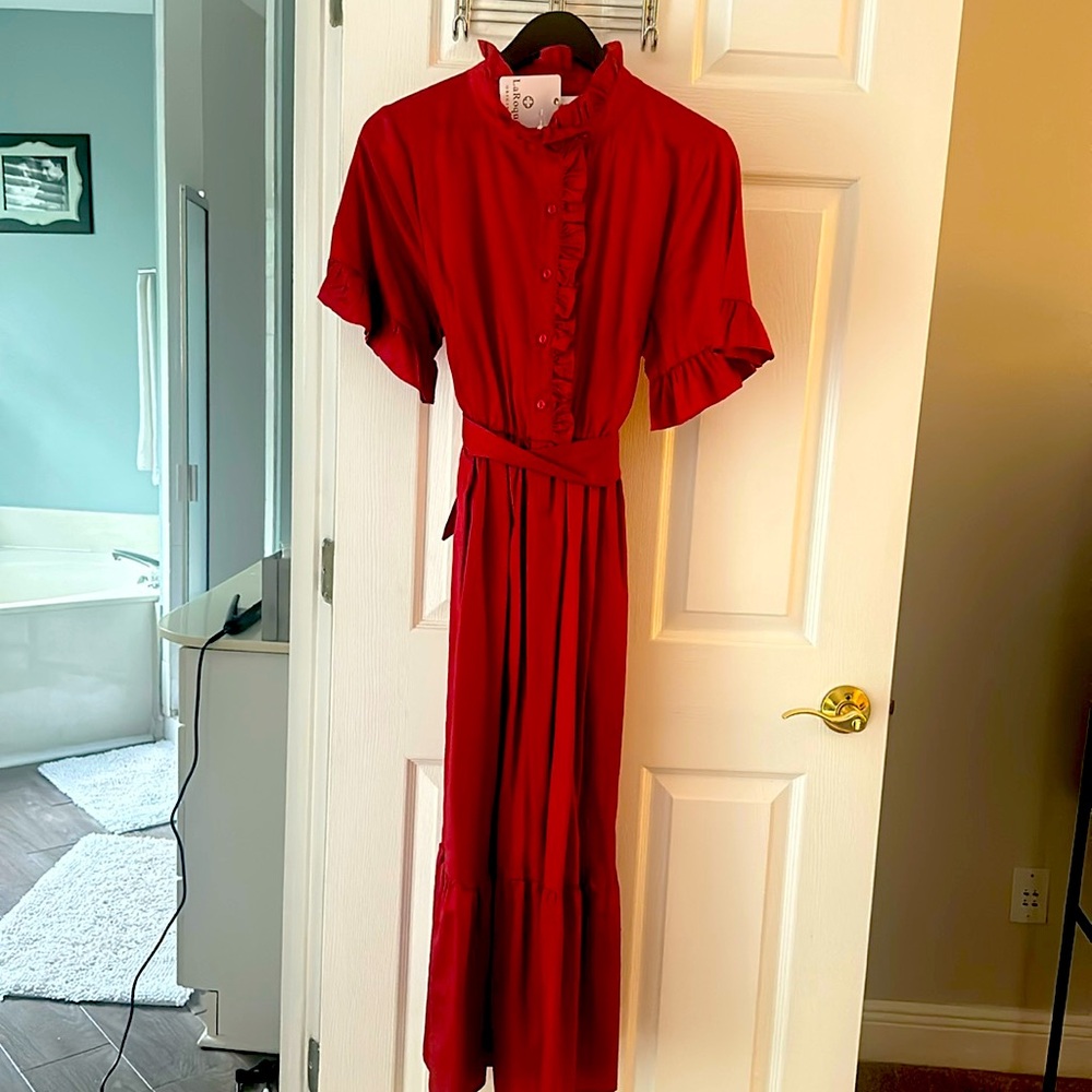 Red LaRoque dress.